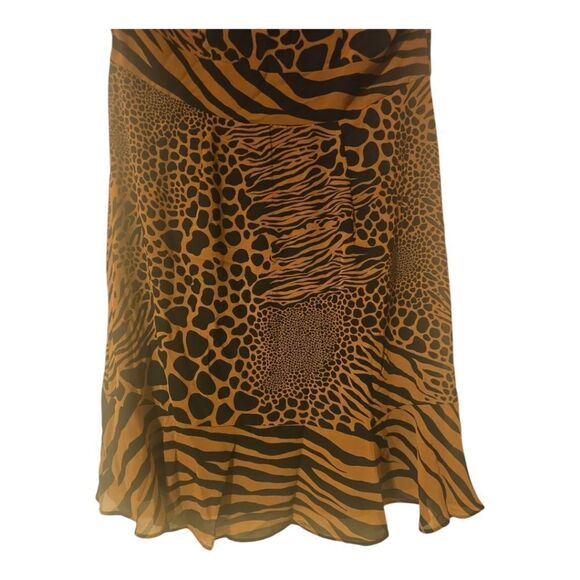MICHAEL KORS NWT Ruffle Flounce Animal Print Caramel Tie Neck Dress - Small - Picture 9 of 13